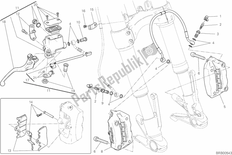 Todas las partes para Sistema De Freno Delantero de Ducati Monster 821 Stealth USA 2020